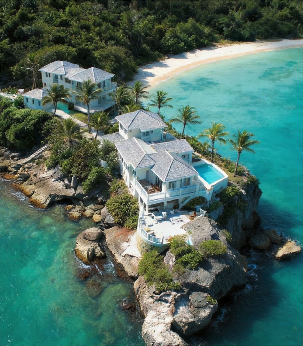 安提瓜和巴布达海滨住宅与海岸景观
